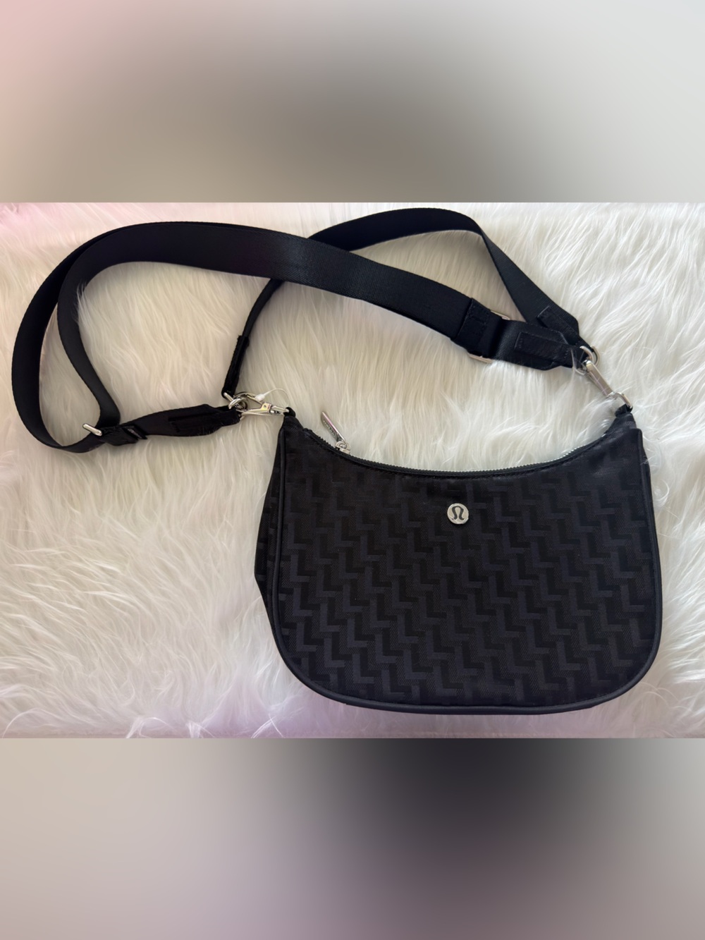 Lululemon athletica Black Monogram Jacquard City Essentials Shoulder Bag 3L